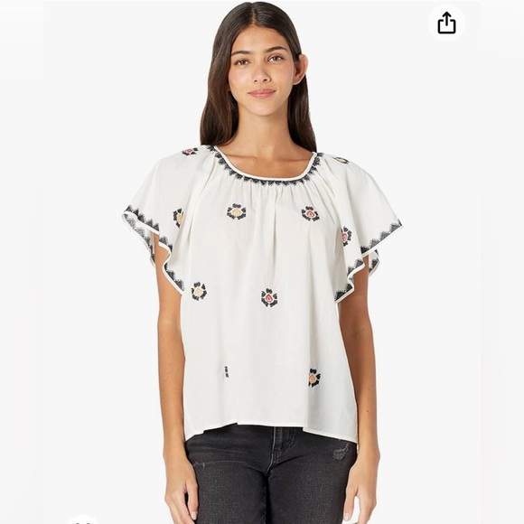 Madewell Embroidered Flutter-Sleeve Top - Picture 9 of 9